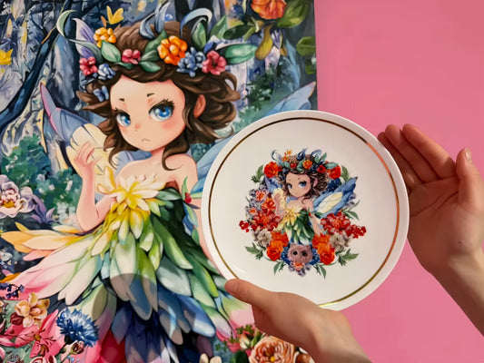 🌸When Flowers Bloom on Porcelain — FUFUSOUL × JADE KIM Artist Collaboration Display Plate: I Brought Art Home