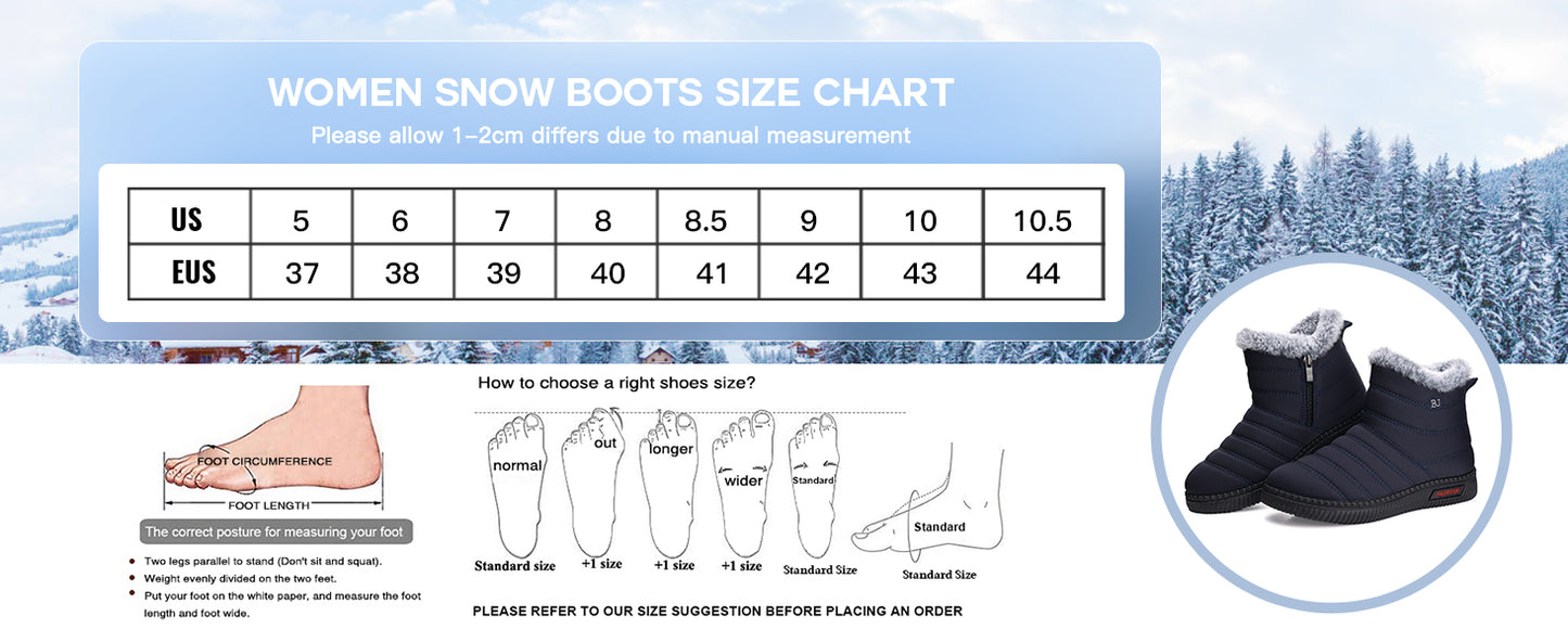 2024 Womens Snow Boots Winter Warm Ankle Boots Waterproof Outdoor