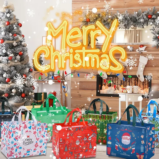 Set Large Christmas Gift Bags with Handles