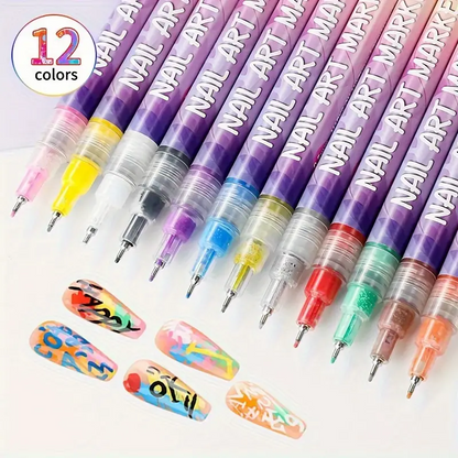 1 set 12-color  Precision 3D Doodle Nail Art Pen Set