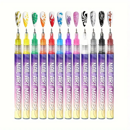 1 set 12-color  Precision 3D Doodle Nail Art Pen Set