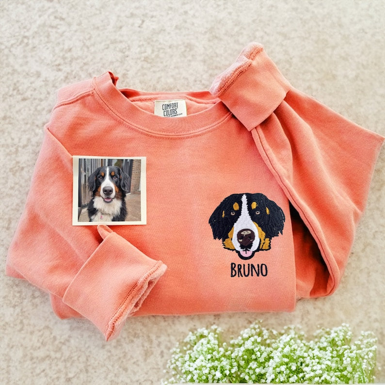 Custom Pet Embroidered Sweatshirt Dog Cat Sweatshirt-purple