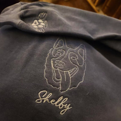 Personalized Dog Line Art Embroidered Pet Hoodie